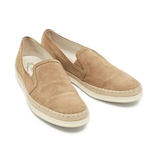 Tod's Light Pink Suede Slip On Espadrille Sneakers Size 37.5 US 7.5